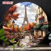 1PC Eiffel Tower Paris Tin Sign Metal Wall Art Autumn Scene Frameless Poster Home Decor For Living Room Cafe