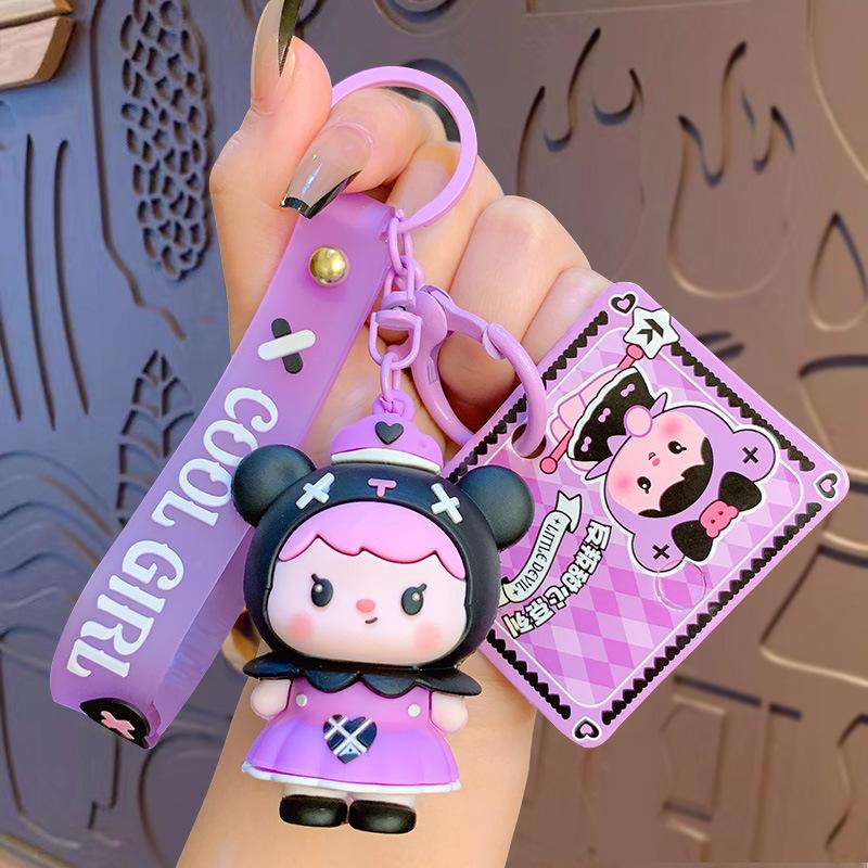 Cartoon Rebel Sweetheart Series Doll Keychain Couple School Bag Pendant Car Keychain Gift
