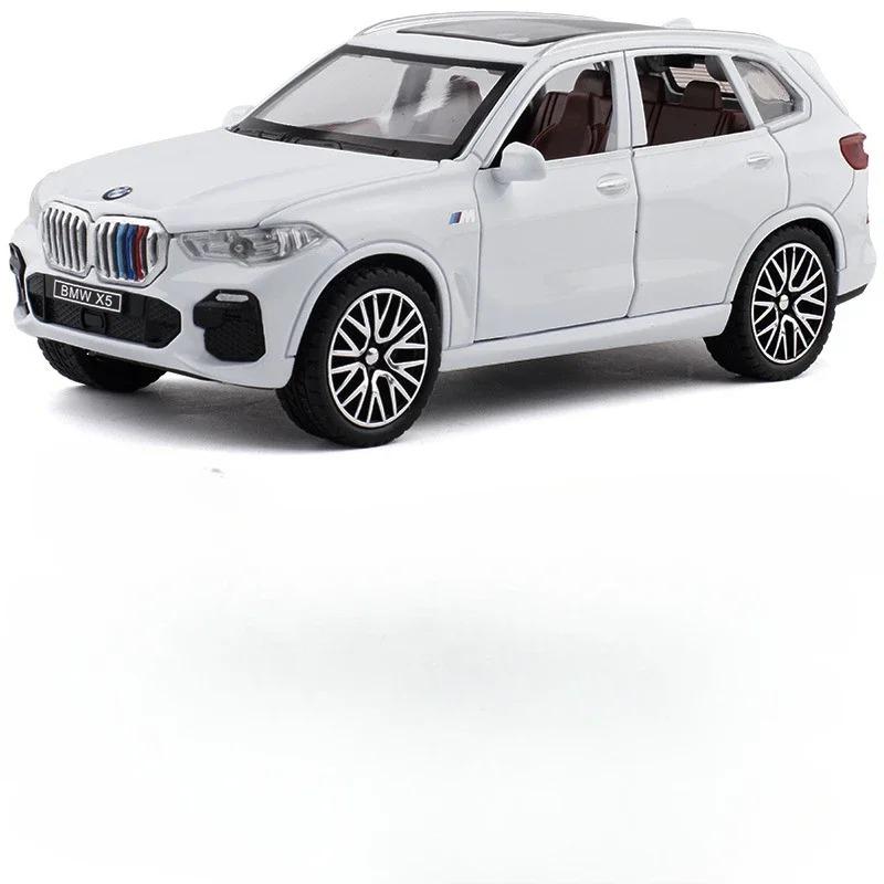 1/32 BMW X5 SUV Alloy Car Model Toy Scale Simulation Off Road Vehicle with Sound Light Pull Back Ornaments Collectibles for Children