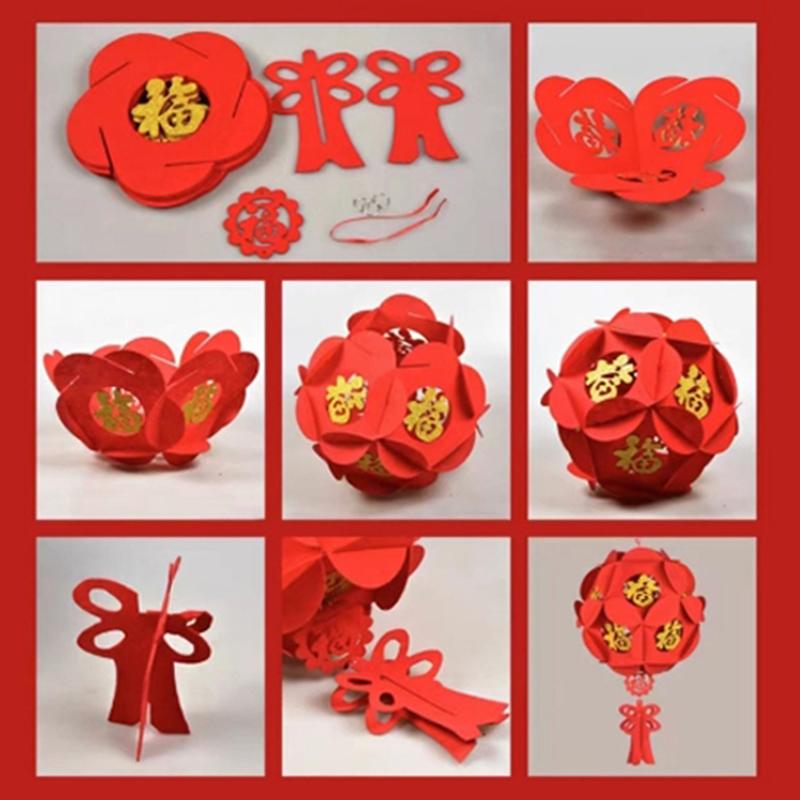 Čínské červené papírové lucerny Festivalové dekorace Oslavné potřeby Vodotěsné Různé velikosti Pro Rok