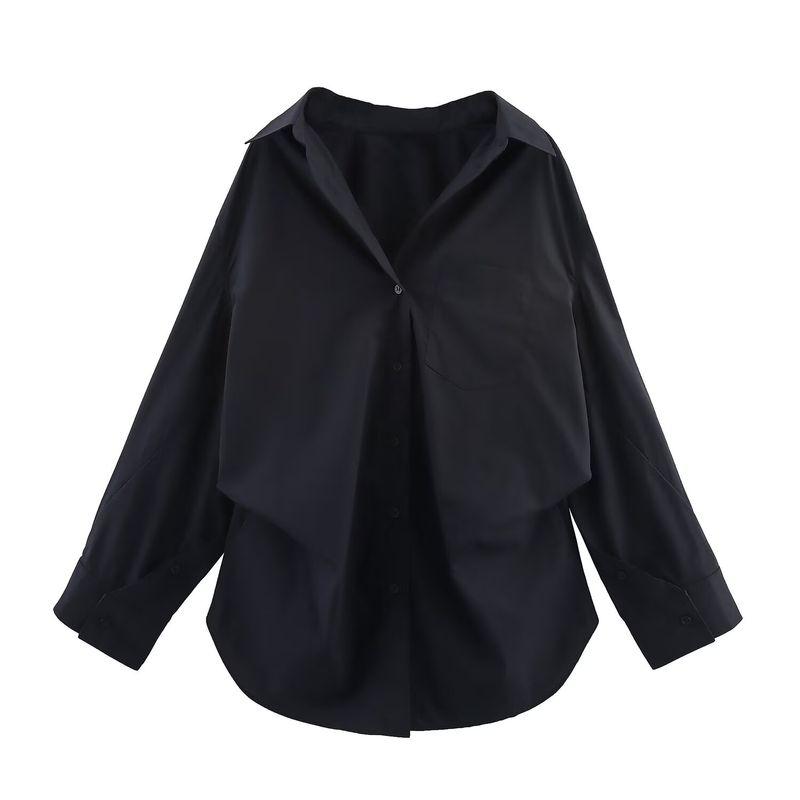 Summer New Product Women's Clothes Stripes Loose Poplin Long Sleeves Shirt 3520608 3067017 2020458