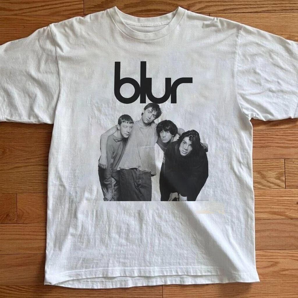 Unisex Sommer Vintage Blur Band T-Shirt Baumwolle Atmungsaktiv T-Shirt Unisex Rundhals Streetwear Oversized Kurzarm