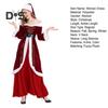 Women Christmas Dress Santa Cosplay Off Shoulder Color Matching Retro Yoyal Style with Belt And Hat A-line Performance Party Festive Costume