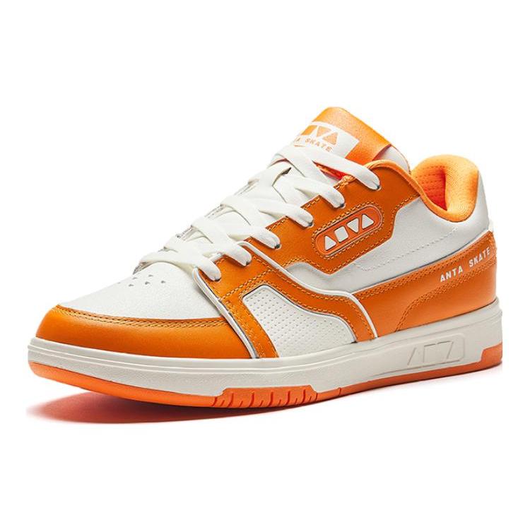 Anta Comfortable Cushioning, Wear Resistant Low top Skateboard Shoes Men's White Orange 912348026-3