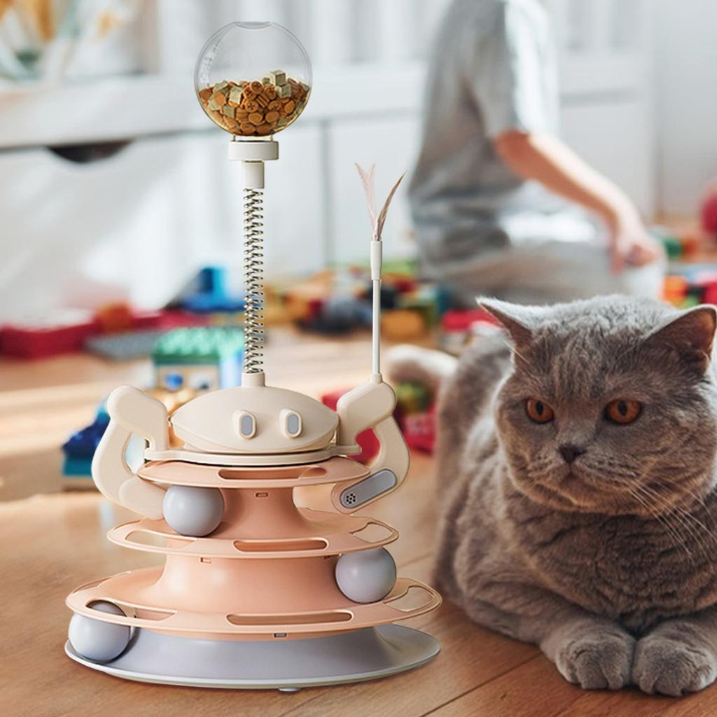 Cat Toy Ball Track 3-Level Roller Tower With Teaser Cat Toy Roller For Kitchen Apartment Relaxation Zone Entryway Home Living