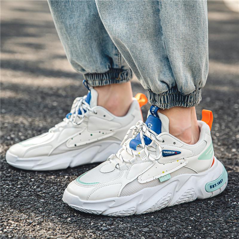 

Мужские кроссовки сетчатые повседневные универсальные низкие на толстой подошве мужские беговые туфли износостойкие противоскользящие модные мужские туфли 44 синий