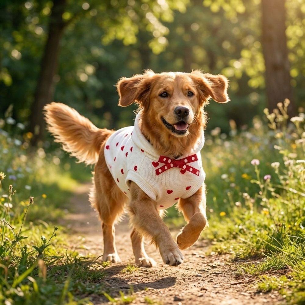 Warm Dog Striped Hooded Hoodie Breathable Heart Pattern Puppy Hooded Jacket with Hat Comfortable Puppy Sweatshirt Hiking