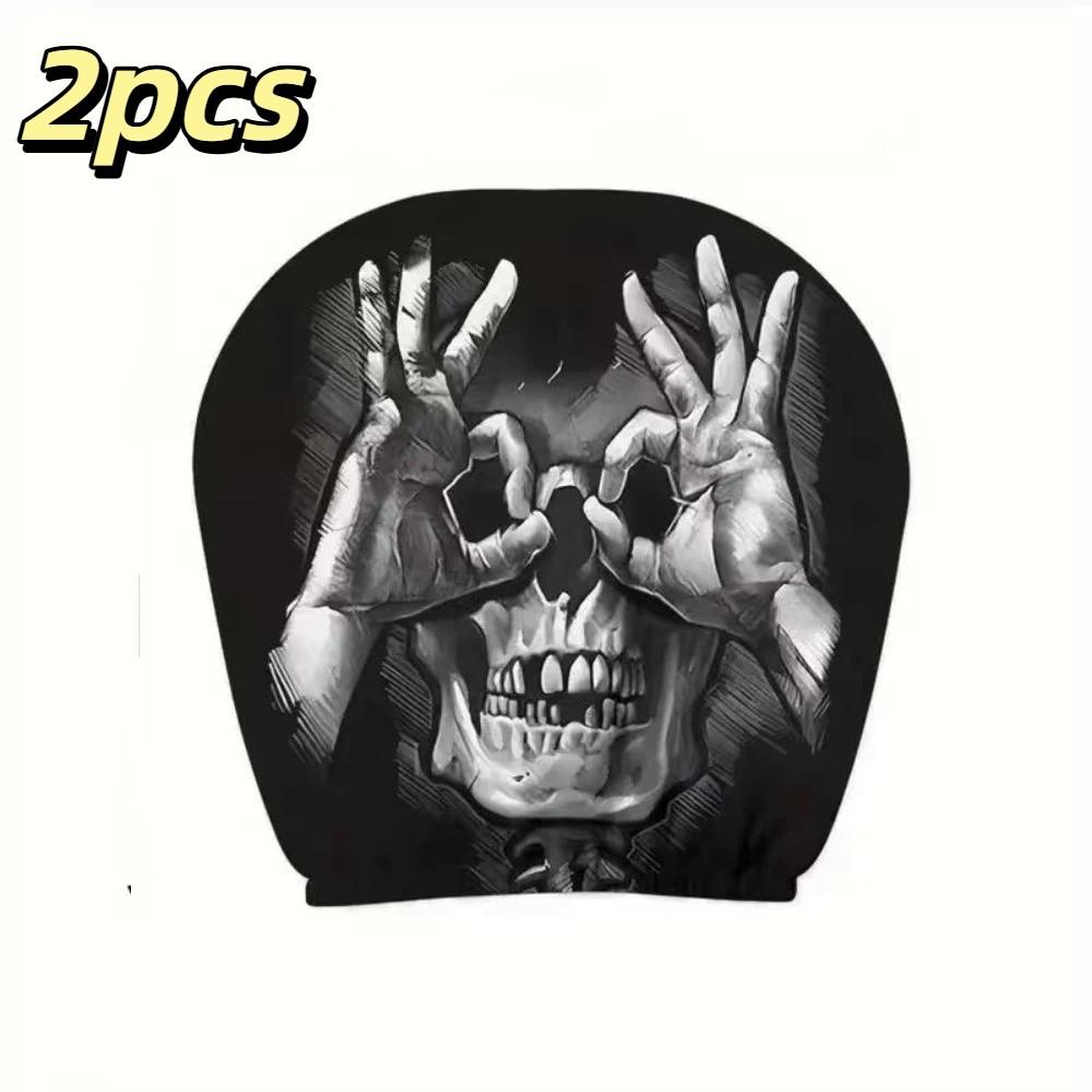 2pcs Vivid Printed Patterns Seat Headrest Protectors Auto Interior Decoration Cover Year Round Use