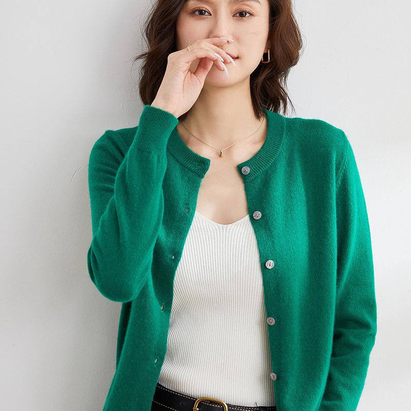 Women Cardigans Sweater O-neck Spring Autumn Knitted Cashmere Cardigans Solid Single Breasted Womens Sweaters