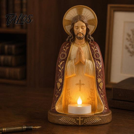 Talos Praying Figure Candlestick Decoration, Religious Candle Holder, Holder Ornaments for Home Office Living Room Table Decor