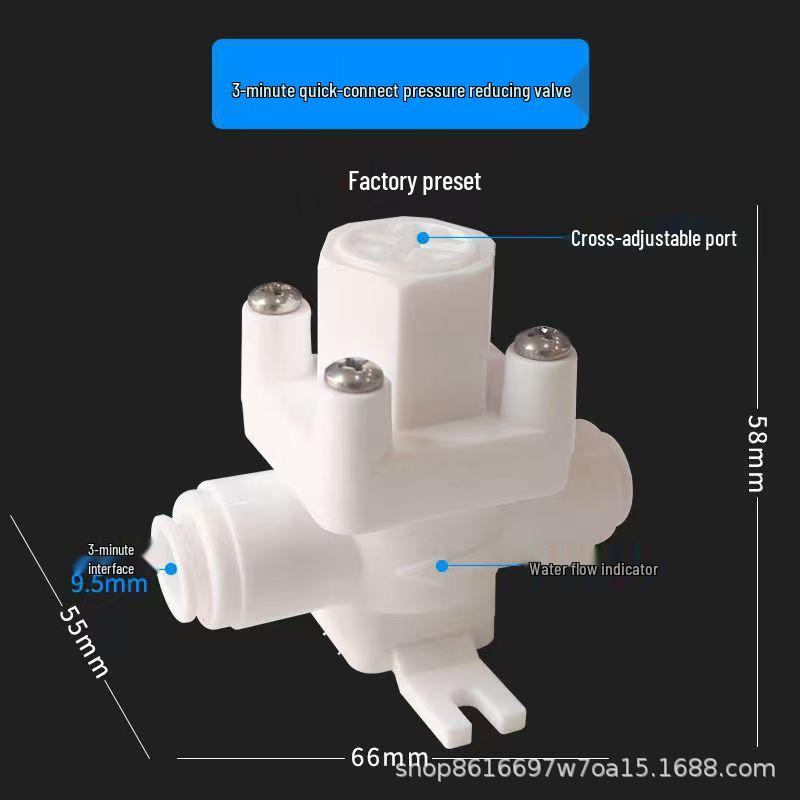 Water Purifier Pressure Reducing Valve, Quick Connect, POM Material, High Pressure Resistance, Stable 2-point Connection