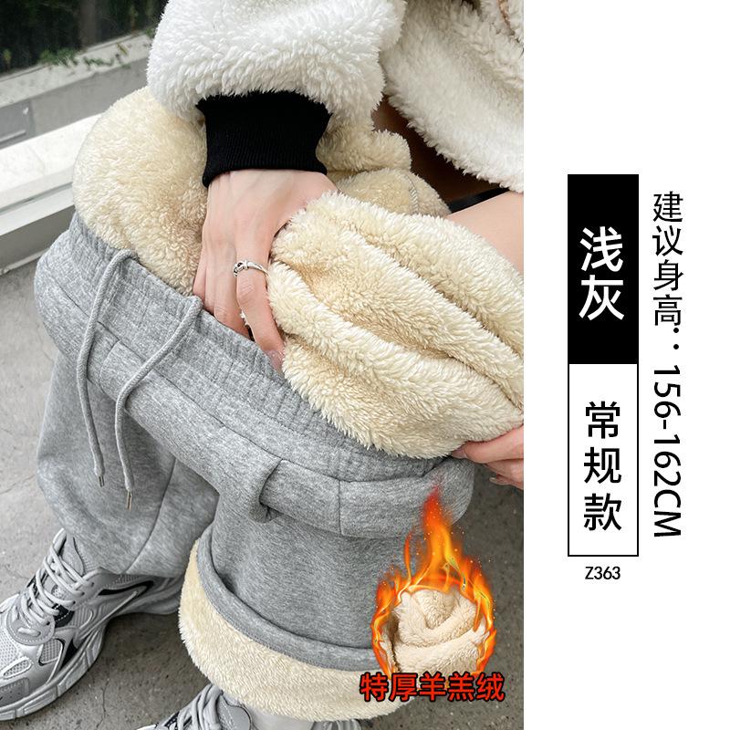 Light Gray Sweatpants Women's Autumn and Winter New High-waisted Small Loose Casual Narrow Version Straight-leg Pants Fleece Sweatpants