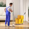 Reinigungswagen 20L Hausmeisterwagen mit Presse und Kehrset, Eimer inkl.. Wischmopp, Rolle