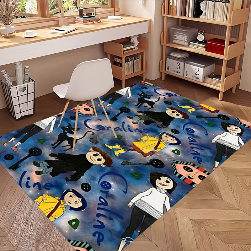 Coraline Print Rug, Washable Floor Carpet, For Entryway Dorm Laundry Room Office Study, Home Decor Birthday Christmas Gift