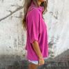Women Shirt Lapel Short Sleeve Buttons Placket Shirt Tops Solid Color Loose Fit Thin Office Casual Shirt