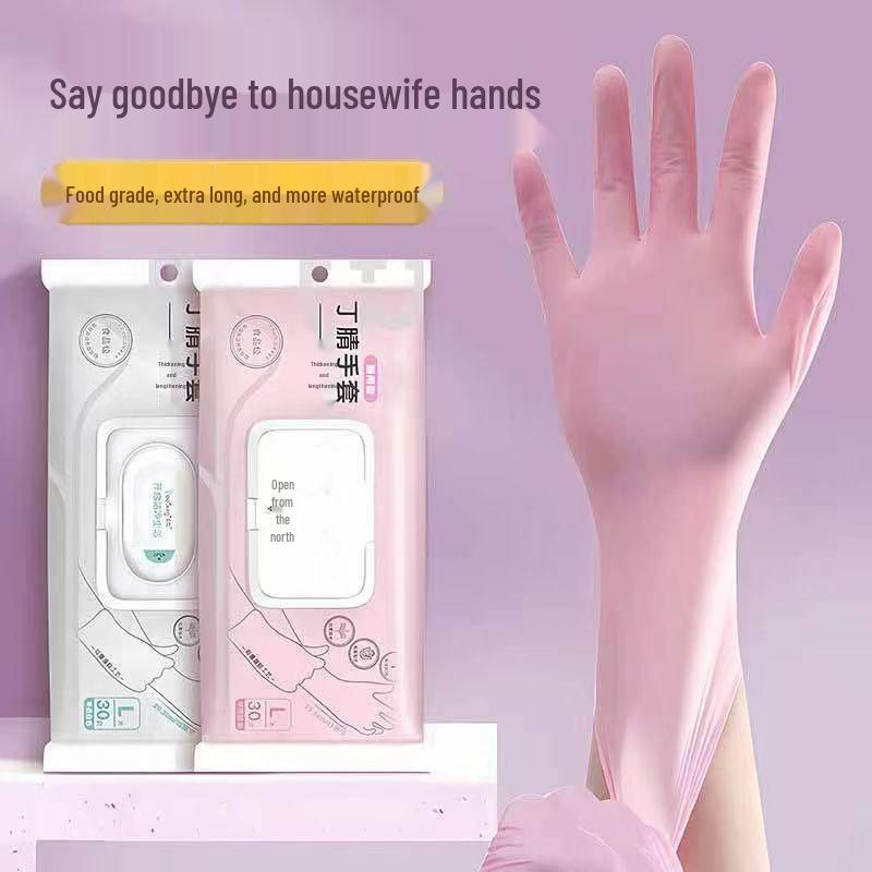 TikTok Hot Durable Nitrile Waterproof Non-slip Disposable Gloves for Housework & Dishwashing