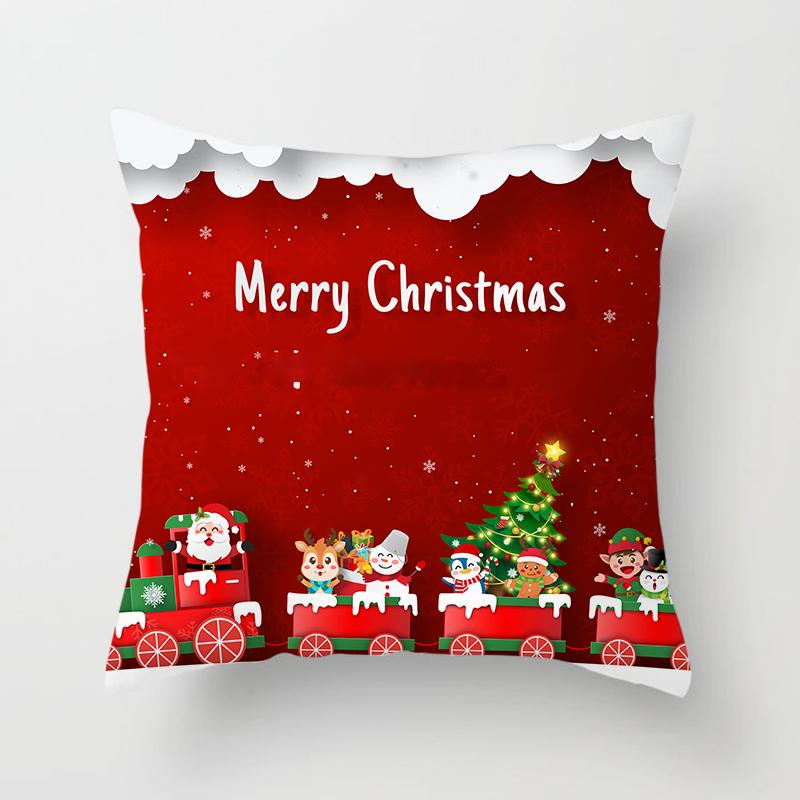 Merry Christmas Printed Green Pillowcase  Style Cushion Cover Home Sofa Decor Throw