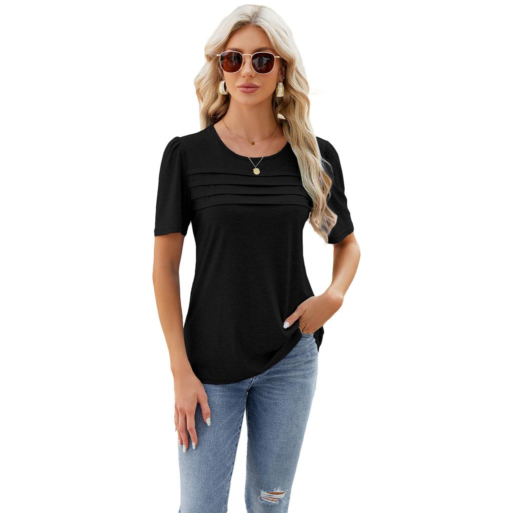 Spring And Summer New Style Daily Comfortable Basic Short Style Loose Short Sleeved T-Shirt Top Vest For Women