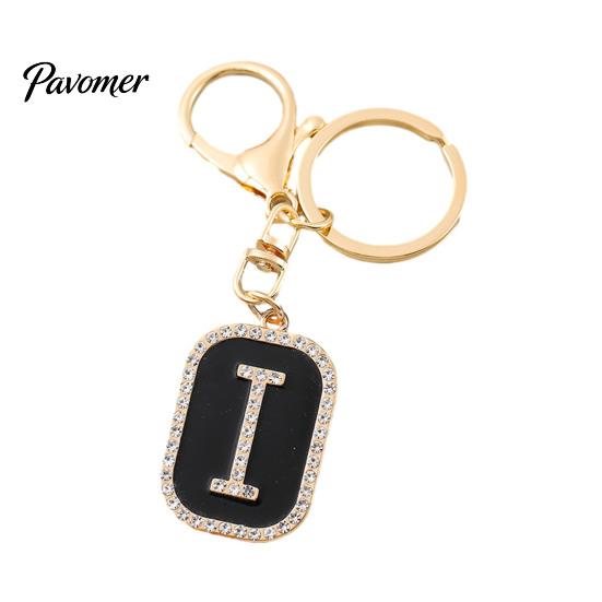 26 Alphabet Charm A-Z Rhinestone Letter Keychain, Zinc Alloy Capital Keyring, Plated for Handbags and Backpacks Decorative Key Accessory