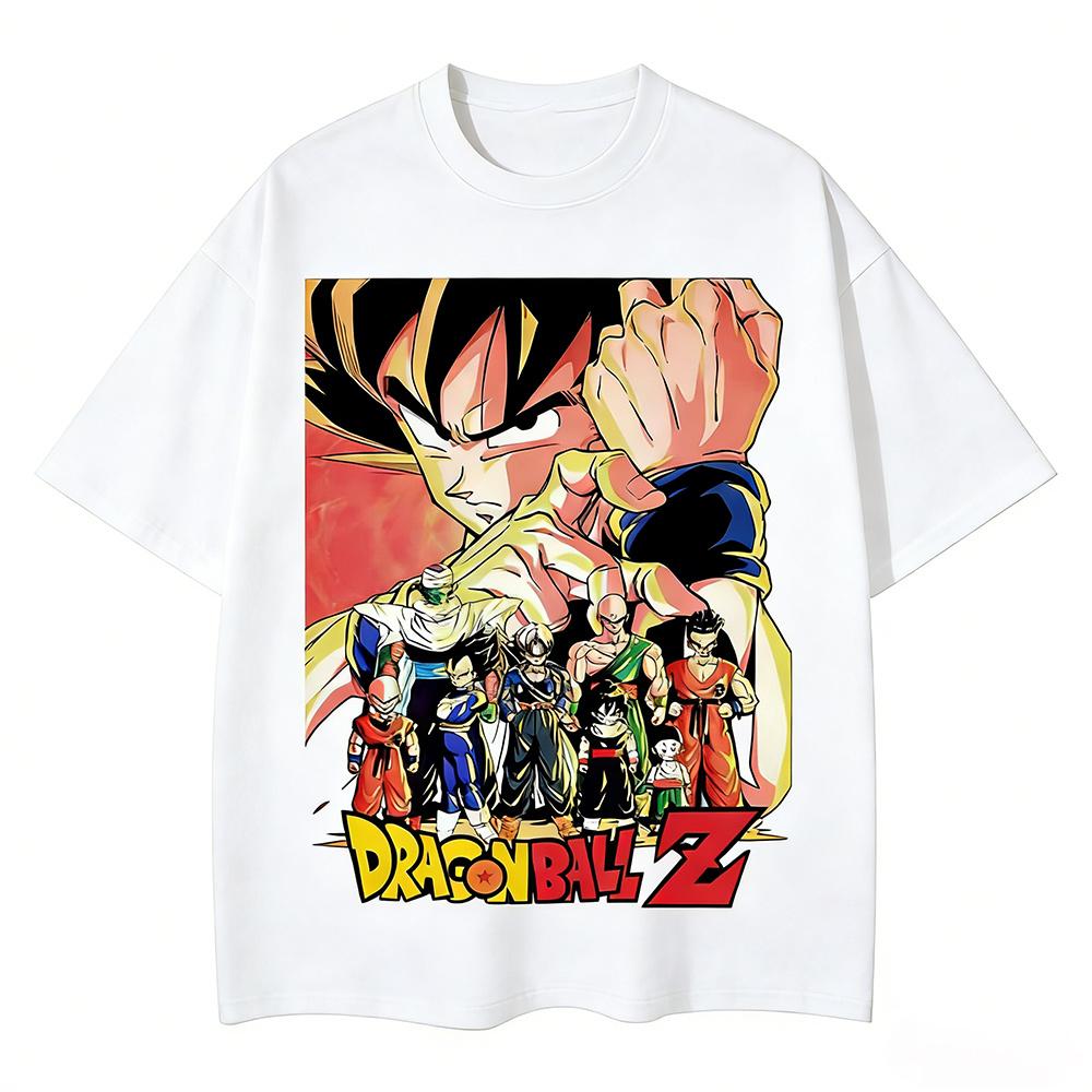 

Dragon Ball American Heavy Cotton Round Neck Tshirt Summer Loose Style Street Tide Brand Unisexs and Womens Short Sleeves 4XL