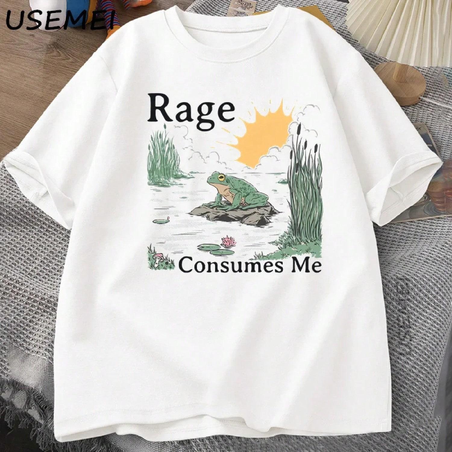 Rage Consumes Me T Shirt Frog Pond T-Shirt Vintage Style Men Women Tshirt Nature Lover Funny Frog Graphic Tshirts Unisex Clothes S