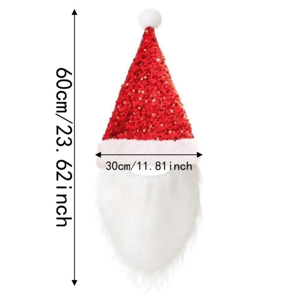Fake Beard Plush Xmas Cap Long Plush Festive Party Cap Christmas Santa Hat  Stage Performance