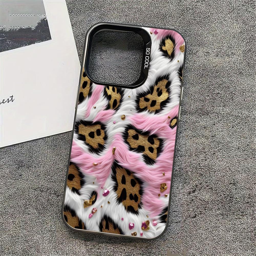 Pink leopard print 2D pattern phone case suitable for iPhone17 16 15 14 13 12 11Pro/Max/Plus anti drop and shockproof back cover