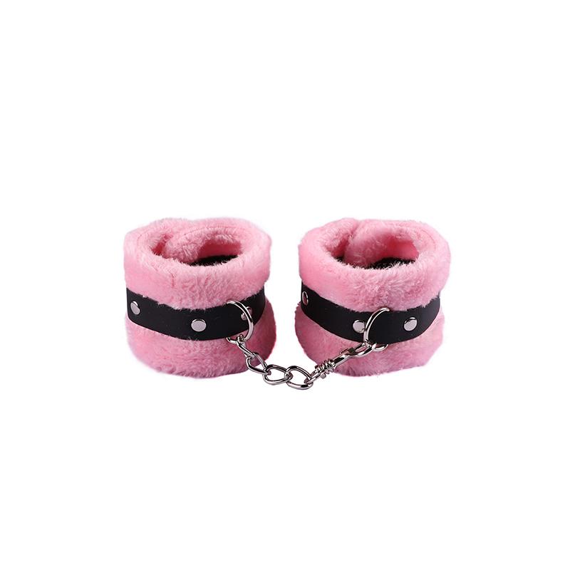 Adjustable PU Leather Plush Handcuffs Blindfold Restraints Bondage Sex Toy Accessories For Women Adults Games