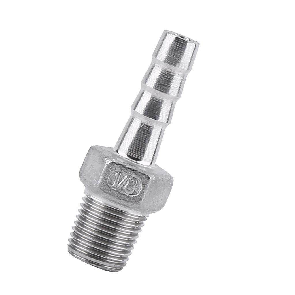 Stainless Steel Male Thread Pipe Fitting Barb Hose Tail Connector (34"x15mm)