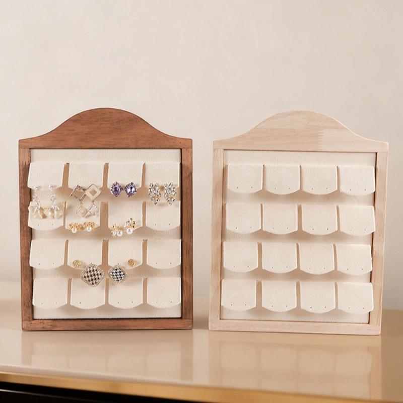 Walnut Wood Multiple Rings Display Stand Sturdy Structure Ideal For Jewelry Shops And Exhibitions