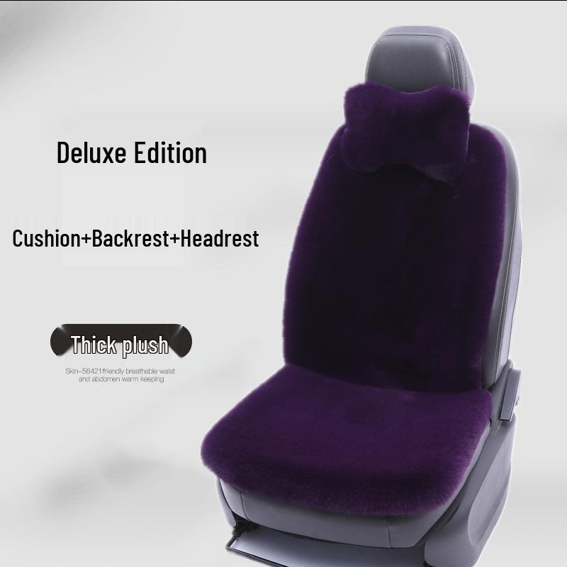 Winter Rabbit Fur Wool Heated Car Seat Cushion - Non-slip, Warm, for Single Seat with Small Waist Support
