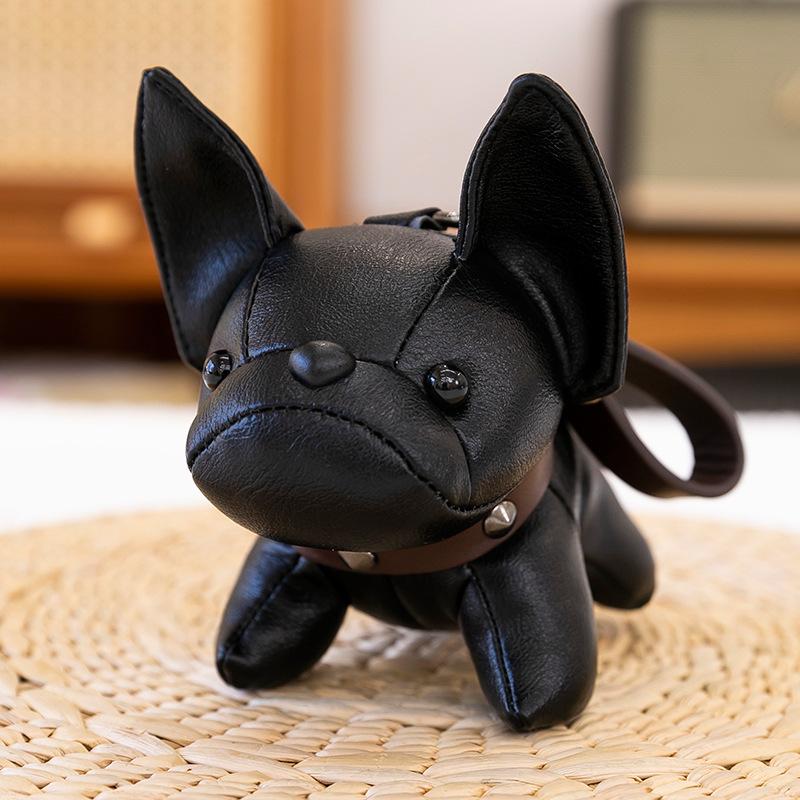 

French Bulldog Pendant Leather French Bulldog Keychain Cute Puppy Dog Plush Toy Jewelry 15Cm 0.11kg (without box) чёрный