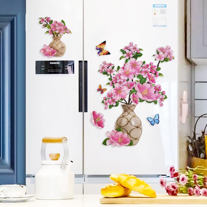 

3D Водонепроницаемая самоклеящаяся наклейка на стену в виде вазы для украшения шкафа и холодильника