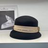 Autumn and Winter% Pure Wool Pearl Wrinkled Cloth with Decorative Small Brim Basin Hat Bucket Hat Women's Elegant Versatile Top Hat