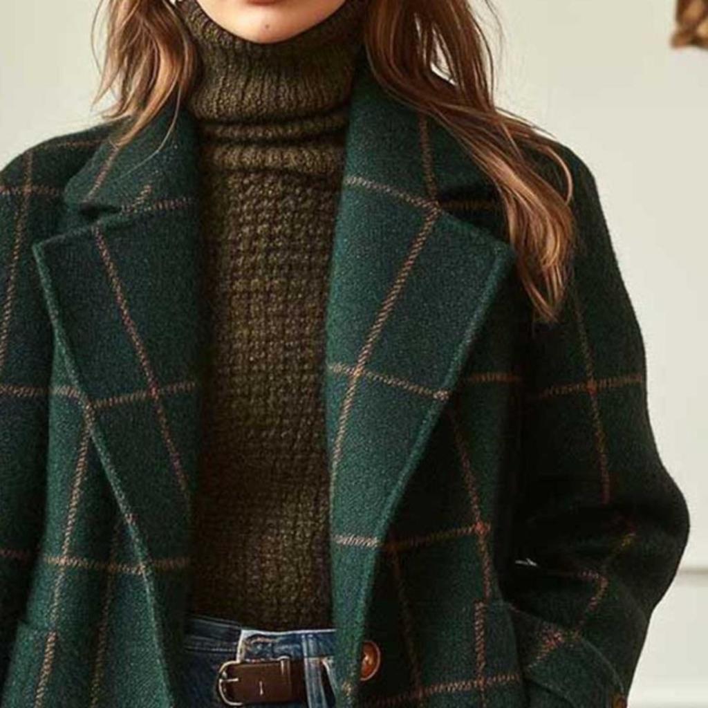 2025 Winter New Women's Casual Vintage Lapel Pocket Mid-Length Wool Blend Coat For Europe America