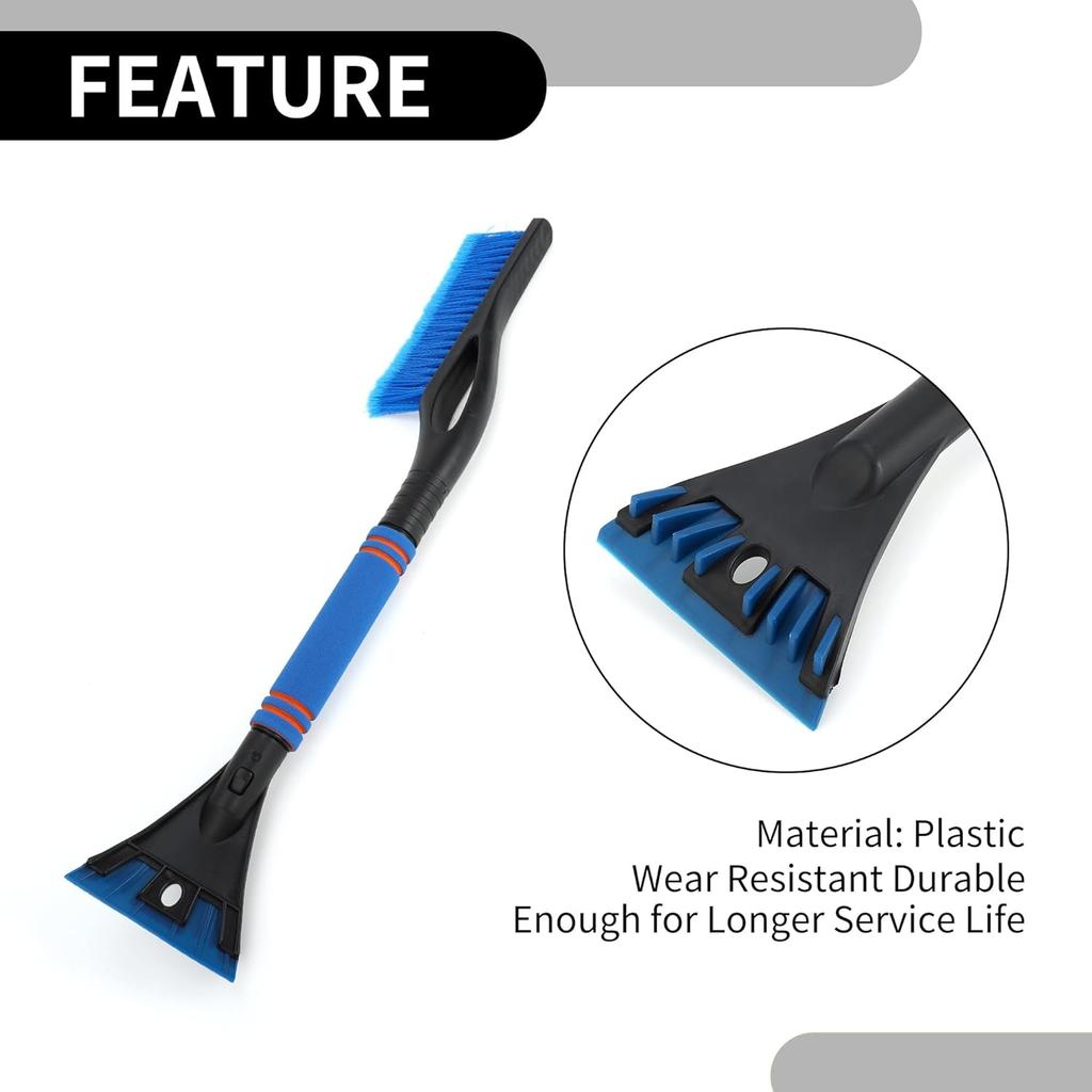 1pc 60x11cm Universal Car Ice Scraper Brush with Broom - SUV Snow Frost Remover for Car Truck RV Windscreen Side Window Anti Crash - Plastic Blue