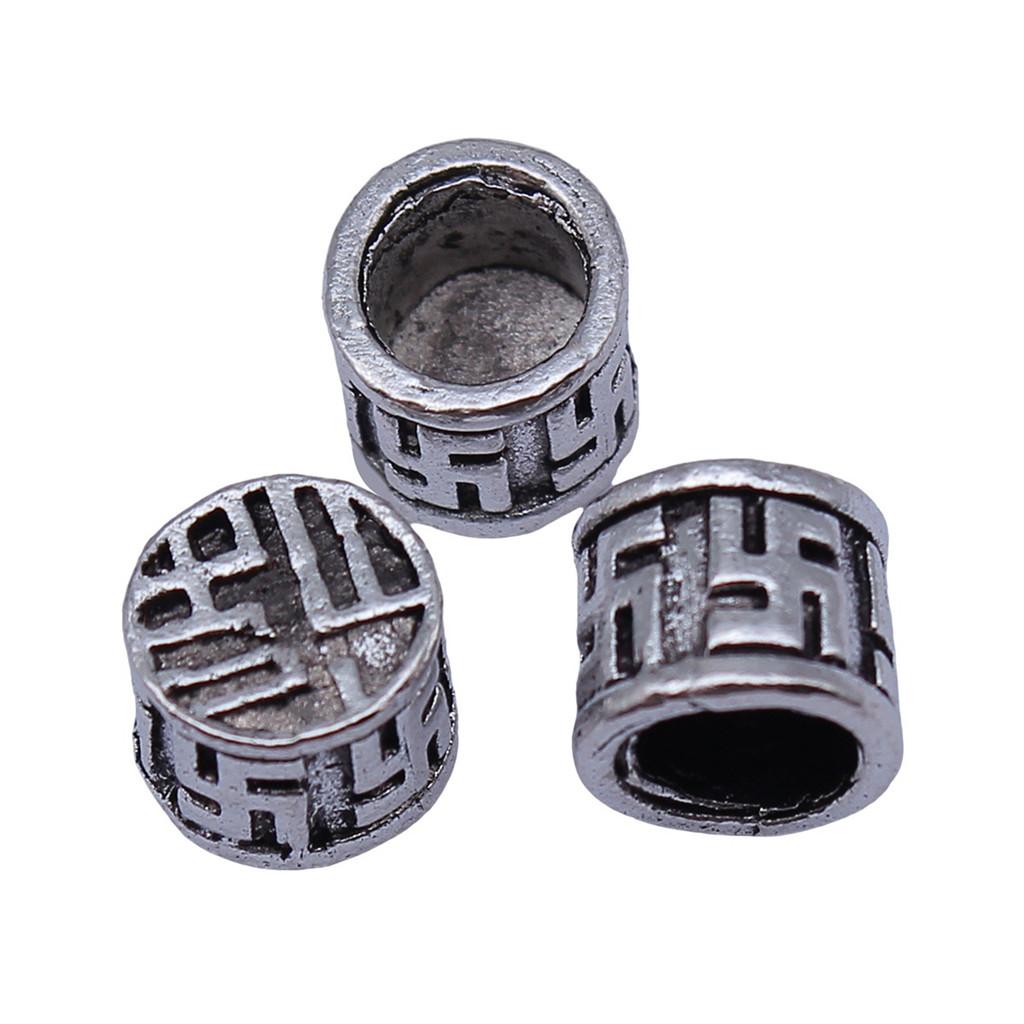 Vintage Floral Pattern Cylinder Beads Antique Style Large Hole Spacers For DIY