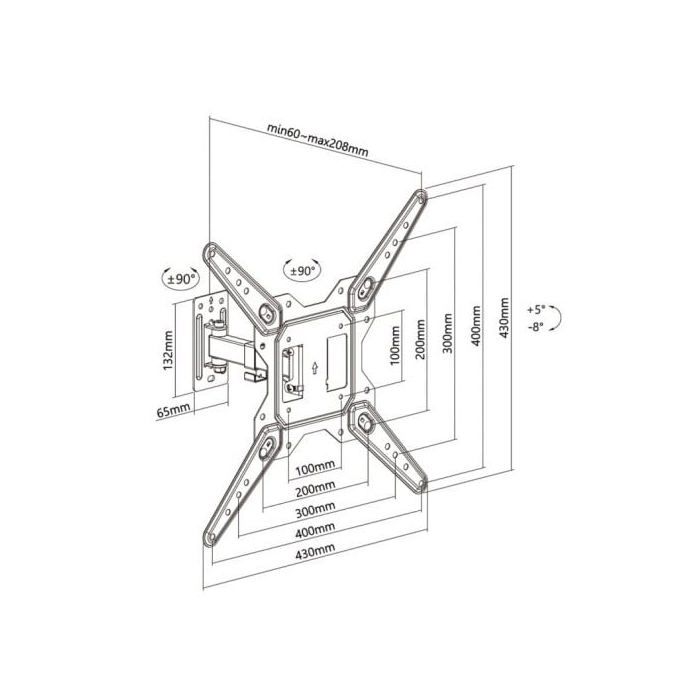 Support Moniteur/TV - AISENS - WT55TSE-151 - Inclinable - 30 Kg - 23-55 Pouces - Noir