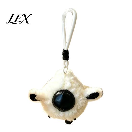 Cute Bag Charm Plush Animal Keychain, Soft Stuffed Pendant with Braided Cord, Round Small Gift for Kids Bunny Sheep Backpack, Decorative Mini