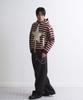 Untitled Seoul Striped Star Knit Zip-Up In Wine
