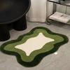 VIKAMA Wave-Shaped Cloud Pattern Rug Plush Absorbent Bathroom Mat Bedside Anti-Slip Rug for Bedroom Home Decor