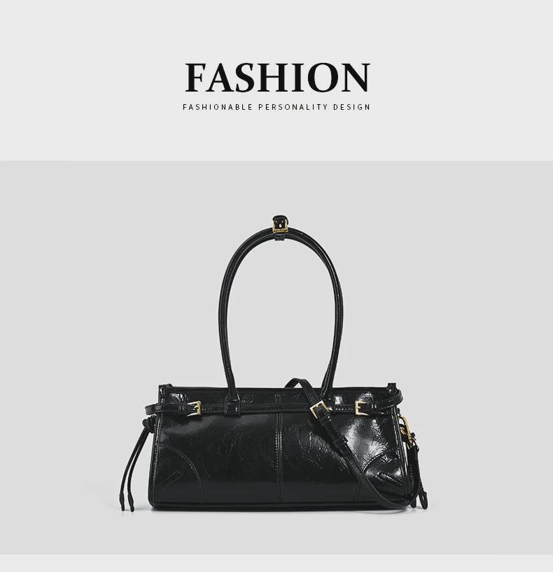 2024 Retro European & American Women's Baguette Shoulder Bag - Large Capacity, Autumn/Winter Collection