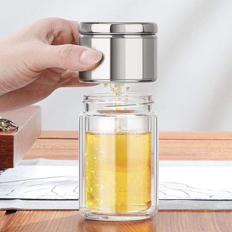 TLAKEHO Portable Double-Layer Glass Tea Infuser