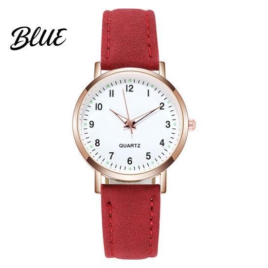 Macaron Color Watch Women Luminous Dainty Analog Quartz Adjustable Leather