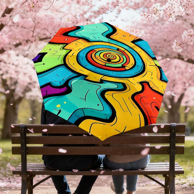 1PC Spiral Pattern Automatic Open/Close Umbrella Compact Folding Umbrella with 8-Rib Shaft lightweight esign, Fashion Lovers1224A