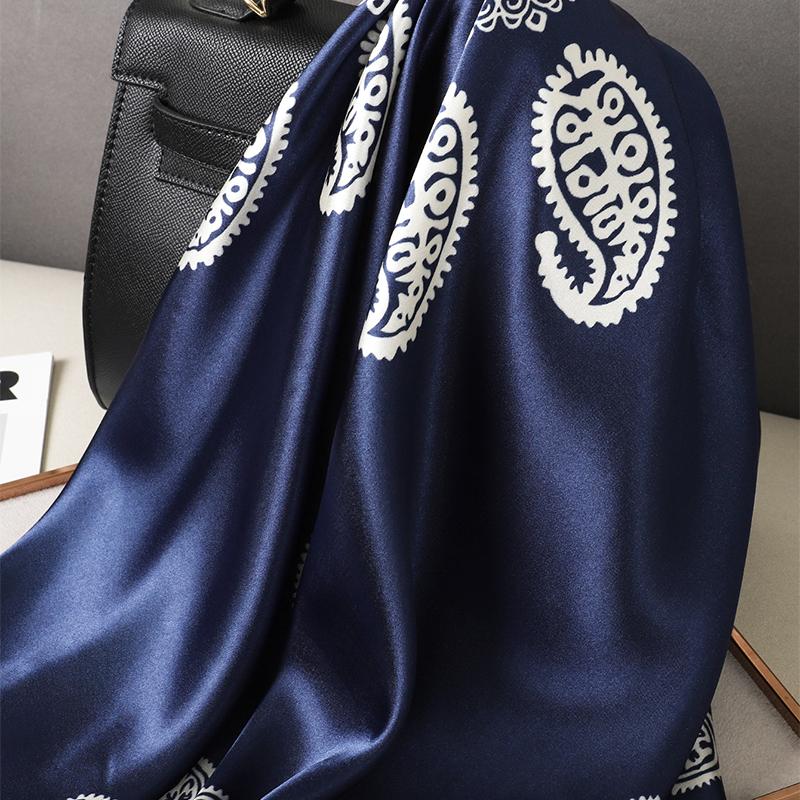Kadınlar İçin Vintage Paisley Kare Eşarp İpek Şallar Boyunluk Kadın Baskılı Saç Bandı Baş Üzeri Sarma Fular Tesettür Saç Bantları