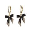 Korean black bow temperament versatile style high-end design stud earrings