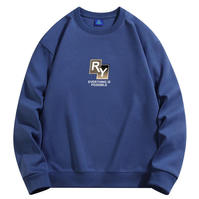Мужская толстовка с круглым вырезом и узором RY, модная повседневная толстовка с длинным рукавом большого размера