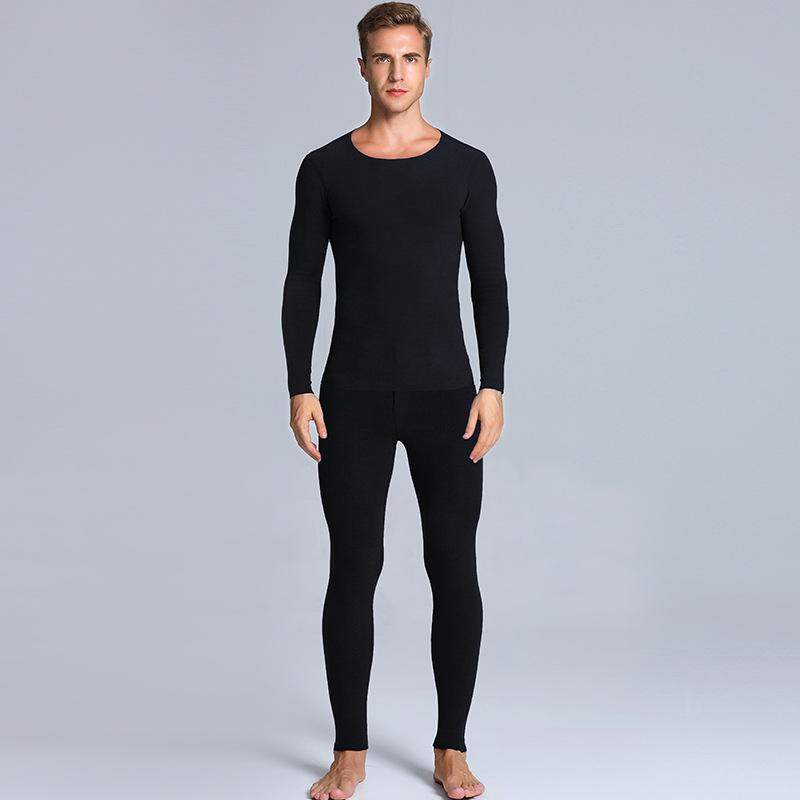 

Aoweizi 2023 Мужской кашемировый протеиновый термобелье: Двусторонняя шлифовка для осени и зимы. round neck suit, XXXXL чёрный