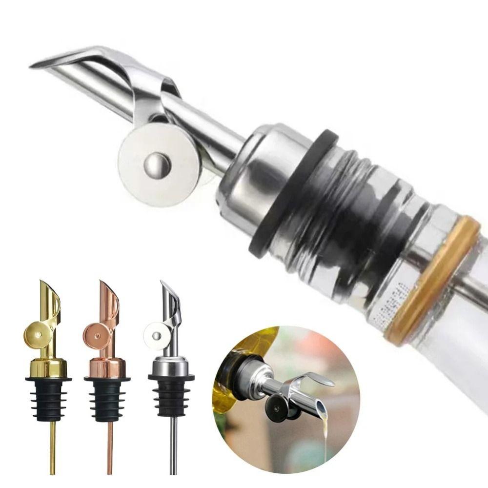 3pcs Auto Flip Weighted Spout Pourer Stainless Steel Flip Top Drink Wine Stopper  Cafe Equipment